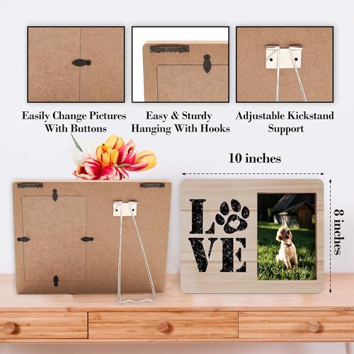 Dog Picture Frames, Puppy Photo Frame, Love Dogs Frames For Pictures, Pet Memorial Gifts, Farmhouse Home Living Room Bedroom Office Decoration -04 - style: Love Dogs 4