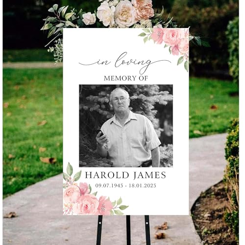 Personalized Funeral Welcome Signs, Celebration Of Life Yard Sign, Celebration of Life Decoration, Custom Memorial Sign, Minimalist Memorial Sign With Photo, Memory Signs For Funerals#4 - color: Design 4