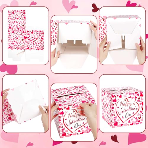 Hxezoc Valentine Card Box Favors Post Box Happy Valentines Day Cardboard Box for Kids Classroom, Valentine's Day, Baby Showers, Anniversary, Birthday Party Favors, Table Centerpiece Decorations - style: Valentines