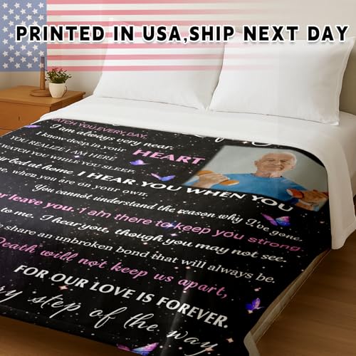 Arovene Ship Next Day, Custom Memorial Blanket with Photo - Printed in USA, A Hug from Heaven Blanket, Personalized Sympathy Gifts for Loss of Loved One Dad Mom Husband Wife Friend Dog Memorial Gifts - color: Style 05
