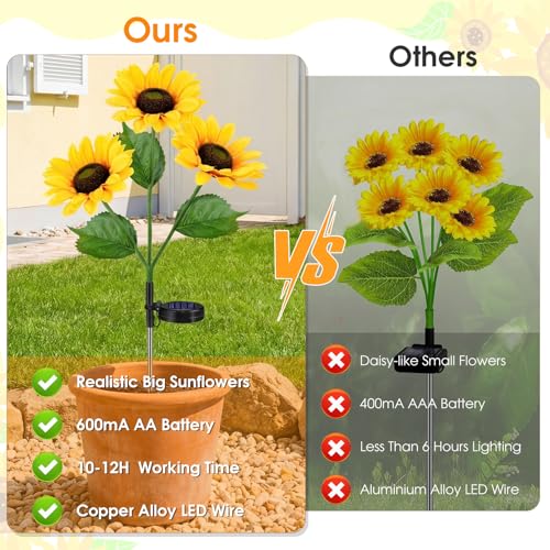 Solar Sunflowers Outdoor Waterproof Flowers Lights Yard Garden Fall Decor - style: Sunflowers