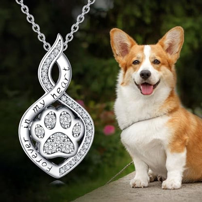 Butterfly/Dragonfly/Pet Paw/Tree of Life/Maple Leaf/Cross Urn Necklace for Ashes 925 Sterling Silver Cremation Pendant Jewelry Gifts for Women Mom - color: Paw-April