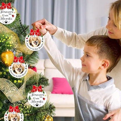 JUESMOS Dog Picture Frame Memorial Christmas Ornaments 2025 Dog Memorial Photo Ornaments for Christmas Tree Forever in Our Hearts Remembrance Gifts Sypathy Gifts for Loss of Dogs Pet Cat