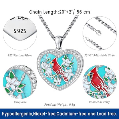Picture Locket Necklace for Women Men Rose 14K Real Gold 925 Sterling Silver Jewelry Heart Locket Necklace that Holds Pictures Tree of Life Viking Wolf Celtic Knot St Christopher St Michael Pendant - color: H-Heart Locket-cardinal-4