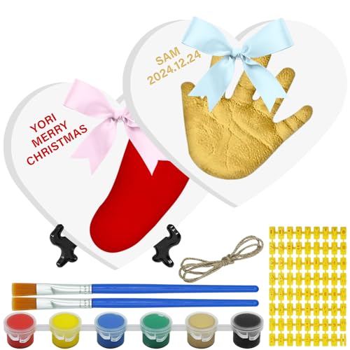 Baby & Pet Handprint Footprint Paw Print Keepsake Kit – Non-Toxic Air-Dry Clay, Makes 2 Ornaments, Perfect for Twins, Newborn, Dogs, Cats, Baby Shower, New Mom & Pet Memorial Gifts
