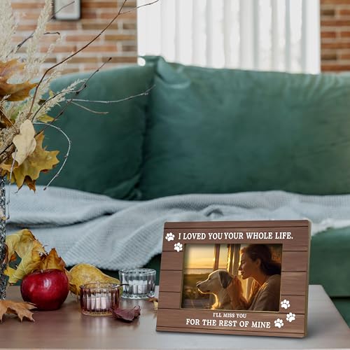 FONDCANYON Pet Cat Dog Memorial Picture Photo Frame, Cat Dog Sympathy Gifts, I'll Miss You for the Rest of Mine Memory Picture Frames, Bereavement Sympathy Gifts for Loss of Pet (5x7 Inch Photo)