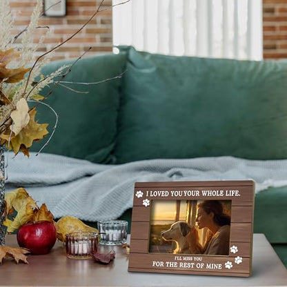 FONDCANYON Pet Cat Dog Memorial Picture Photo Frame, Cat Dog Sympathy Gifts, I'll Miss You for the Rest of Mine Memory Picture Frames, Bereavement Sympathy Gifts for Loss of Pet (5x7 Inch Photo)