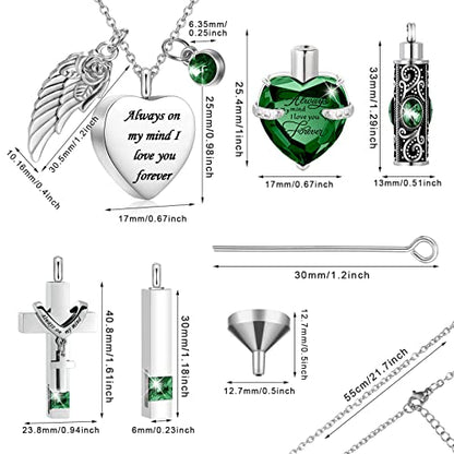 Fumete 5 Pcs Urn Necklaces for Ashes Cremation Jewelry - color: Green