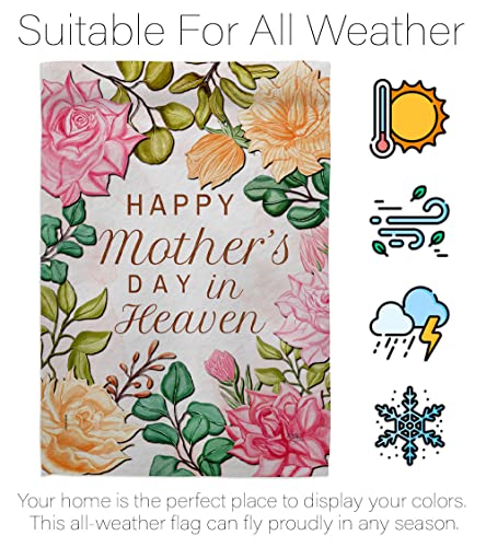 Mother In Heaven House Flag - Dowel Set Family Mother's Day Mom Mama Grandma Love Flowers Parent Sibling Relatives Grandparent - Banner Small Garden Yard Gift Double-Sided Made USA 28 X 40 - color: Mothers Day Decorations Tapestry Made In USA