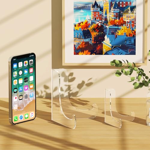 5 Pack Acrylic Display Stand, Plate Stand for Display, Easel Stand | Clear Display Holder for Card, Frame, Picture, Magazine, Book, CD, Phone (Small/ 3 Inch)