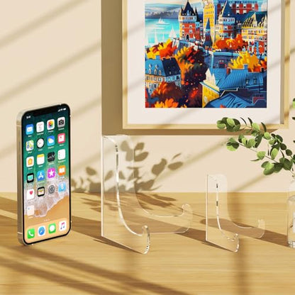 5 Pack Acrylic Display Stand, Plate Stand for Display, Easel Stand | Clear Display Holder for Card, Frame, Picture, Magazine, Book, CD, Phone (Small/ 3 Inch)