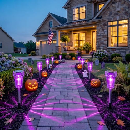 Halloween Solar Lights Outdoor Waterproof Purple Landscape Lights, 8 Pack - color: Purple, size: 8Pack