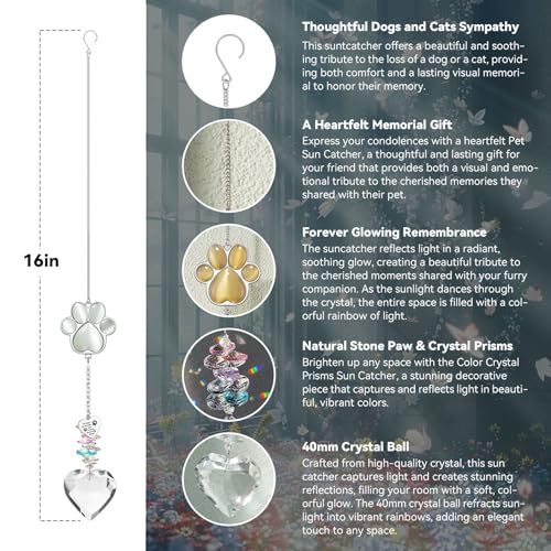 Dog Memorial Gifts, Pet Memorial Suncatcher, Loss of Dog Sympathy Gift - color: Amber-hued