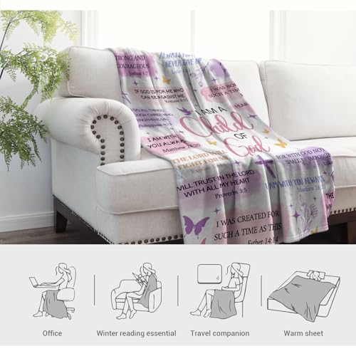 Jekeno Baptism Gifts for Daughter Son, Children’s Christian Blanket 50"x60" - color: White Christian Gifts, size: 60x50 Inch