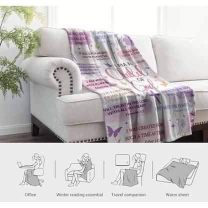 Jekeno Baptism Gifts for Daughter Son, Children’s Christian Blanket 50"x60" - color: White Christian Gifts, size: 60x50 Inch
