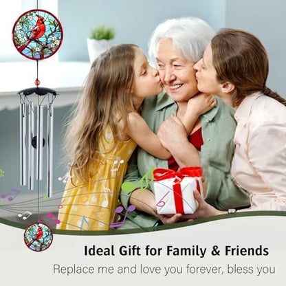 Wind Chimes for Outside 26" Cardinal Wind Chimes Outdoor Home Patio Garden Decor Windchimes Outdoors Gift Ideas for Women Mom Grandma Sisters