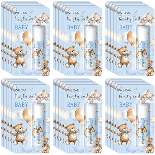 30 Pack Blue Bear Baby Shower Games Prizes Gifts Bulk Bear Lip Balms Favors for Winners Boys Girls Gender Reveal Favors Decorations Winter New Year Baby Shower Souvenirs Gift Bags Stuffer - style: Blue Bear