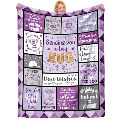 Nuowagify Get Well Gifts for Women/Men, Breast Cancer Gifts for Woman, Birthday/Inspirational/Sympathy/Thinking of You Gifts for Women Men Daughter Son Mom Dad，Feel Better Healing Blanket 60x50in