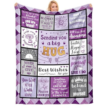 Nuowagify Get Well Gifts for Women/Men, Breast Cancer Gifts for Woman, Birthday/Inspirational/Sympathy/Thinking of You Gifts for Women Men Daughter Son Mom Dad，Feel Better Healing Blanket 60x50in