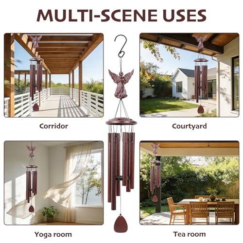 Aluminium Memorial Wind Chimes36 to Outdoor/Indoor Decoration, Classic Sympathy Gift for Bereavement, Loss of Loved One to Bring Comfort & Atmospher (Angel+DIY)