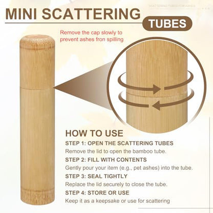 uxcell 4pcs Bamboo Scattering Urn, 2" x 1" Small Cremation Tube with Lid Mini Keepsake Brown for Male Female Pet Dog Brown - size: 2" x 1"