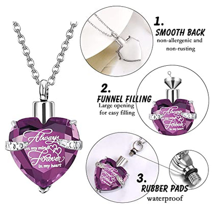 weikui 3 Pieces Heart Cross Cubic Urn Necklace for Ashes for Men Women Cremation Jewelry Crystal Memorial Locket Ashes Pendant Family Keepsake Sharing Jewelry Set - color: 3 Black Pendants - Blue Custom