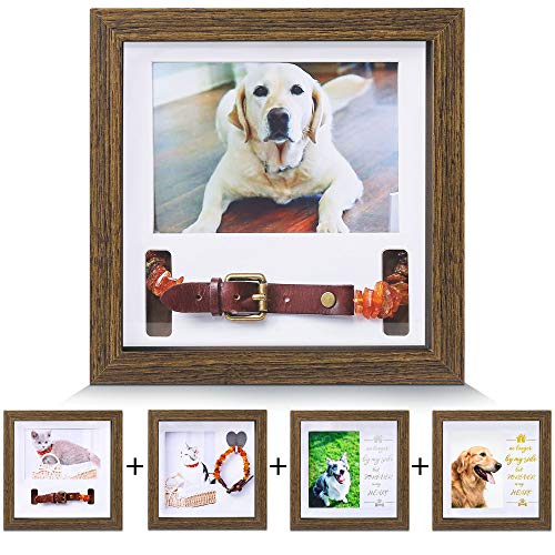 KCRasan Pet Memorial Picture Frame - Sentiment Frame for Loss of Dog Gifts | Loss of Dog Gifts - Pet Collar Frame Remembrance Sympathy Cat Tribute Keepsake, Brown - color: Brown