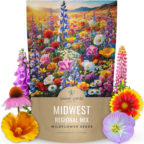 Midwest Regional Mix - Bulk 1/4 Pound Pouch - 60,000 Flower Seeds for Planting - Wildflower Mix - size: 4 Ounce (Pack of 1), style: Midwest Regional Mix