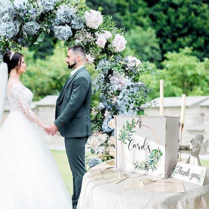 White Wedding Card Box with Lock, PVC Gift Card Box for Wedding Decorations