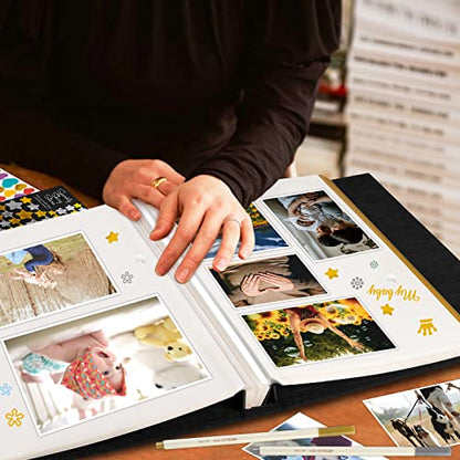 Lanpn Self Adhesive Photo Album Scrapbook 40 Pages, Linen Photos Albums DIY Sticky Magnetic Pages holds 4X6 7x5 A5 Picture for Family Wedding Birthday (Small-20 Sheets/40 Pages, Black) - color: Black, size: Sticky Page (Small,40 Pages)