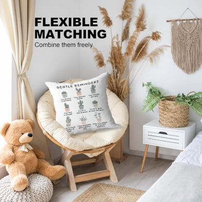Gentle Reminders Plant Mental Health Pillow Cover 18x18 Double-Sided - color: Gentle Reminders