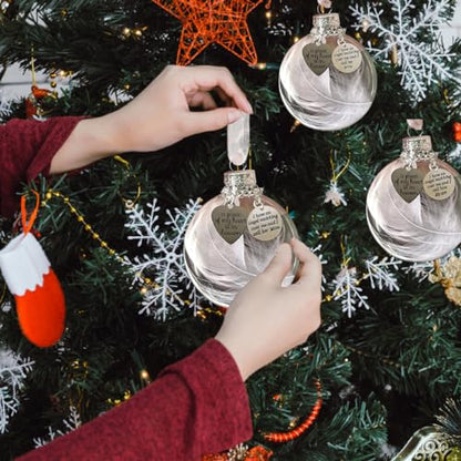 Memorial Ornaments Christmas Clear Feather Ball, A Piece of My Heart is in Heaven, Sympathy Gift for Loss of Loved One (Husband) - color: Husband