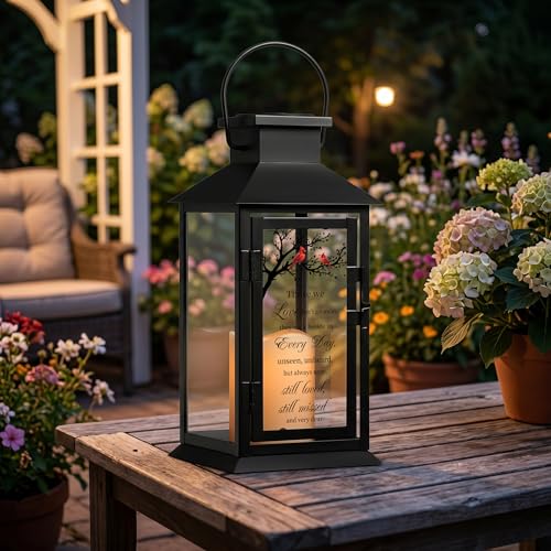 Solar Memorial Lantern Outdoor Waterproof, Sympathy Gifts for Loss of Loved One Mom Dad, Remembrance Grief Gift for Loss, in Memory of Loved One Gifts - style: Cardinal/Black