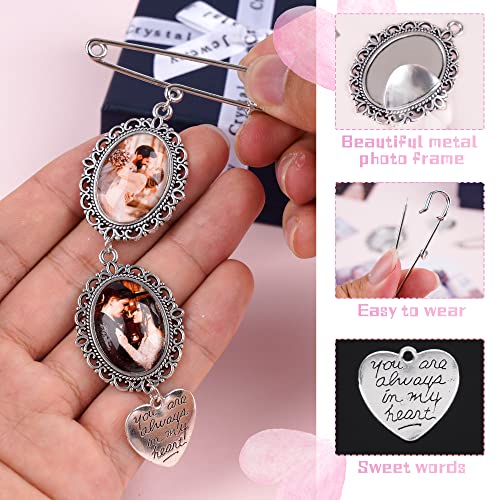 Bylion 2 Sets Wedding Bouquet Photo Charms Bridal Bridegroom Charm | DIY Pin Brooch Making Kit Bouquet Picture Charm for Wedding Memory Friend Graduation Gift, You are Always in My Heart - color: Double Lacy