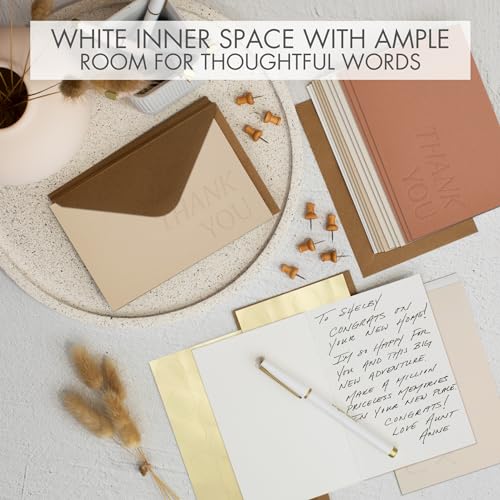 ZICOTO Beautiful Thank You Cards Set of 30 With Envelopes and Stickers | Elegant Blank Cards for Personalized Notes - Bulk Stationary Set for All Occasions Incl. Weddings, Business & Baby Showers - color: Terracotta