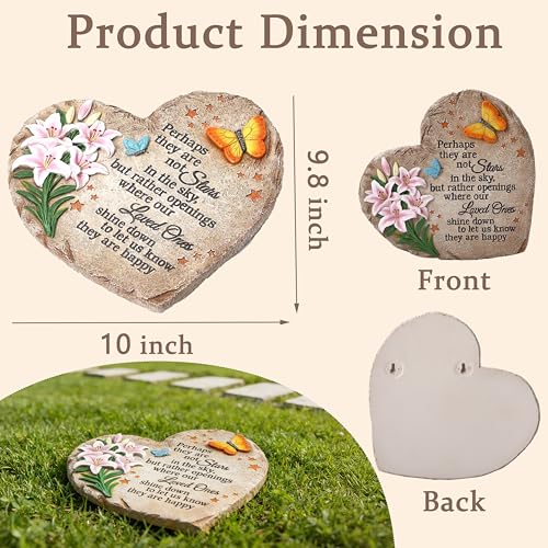 Memorial Garden Stone with Heartfelt Quote, 10 inch Garden Stepping Stones | Resin Memorial Plaques for Outdoors, Garden Stones in Memory of Loved One Gifts for Grave, Garden, Patio, Home