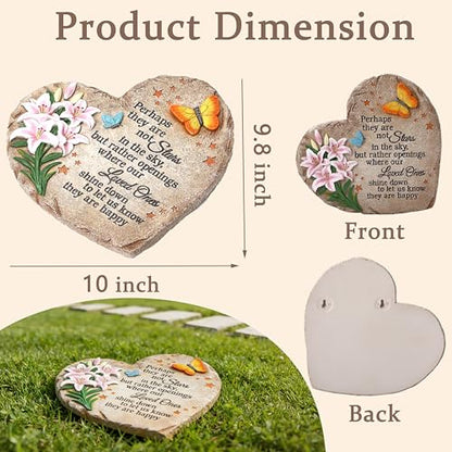 Memorial Garden Stone with Heartfelt Quote, 10 inch Garden Stepping Stones | Resin Memorial Plaques for Outdoors, Garden Stones in Memory of Loved One Gifts for Grave, Garden, Patio, Home