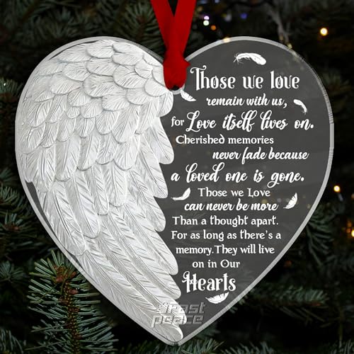 Memorial Angel Ornaments - Acrylic Angel Wings for Christmas Tree, Condolences & Bereavement Gift