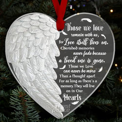 Memorial Angel Ornaments - Acrylic Angel Wings for Christmas Tree, Condolences & Bereavement Gift