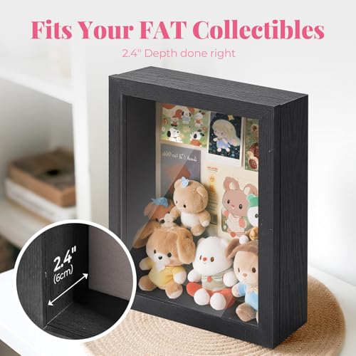 HOUSE DAY 11x14 Deep Shadow Box Frame with Linen Back, Pins, Black - color: Black, size: 11x14