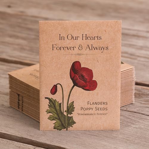 Bentley Seed Co. | Celebration of Life Funeral Favors for Guests | Non-GMO, Non-Coated Flanders Poppy Seed Packets in Our Hearts Forever and Always | Sentimental Memorial Service Gift | Pack of 25 - style: In Our Hearts Forever & Always
