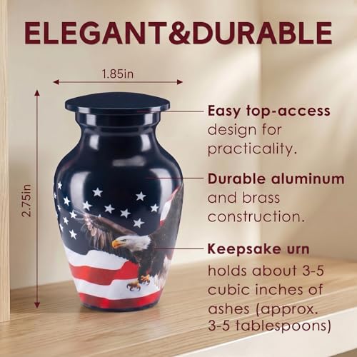 Emvency Urn for Ashes, Mini Metal, Keepsake Sharing Urns, American Flags - color: Flag