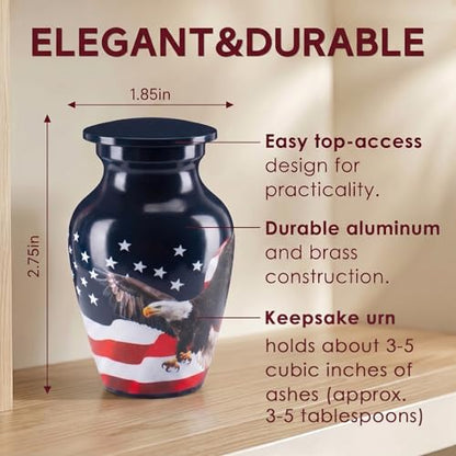 Emvency Urn for Ashes, Mini Metal, Keepsake Sharing Urns, American Flags - color: Flag