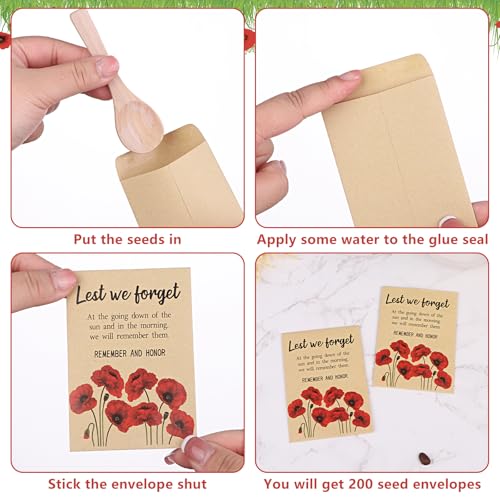 100 Pcs Poppy Memorial Day Envelopes/Mustard Seed of Faith Envelopes No Seed (Contemporary)
