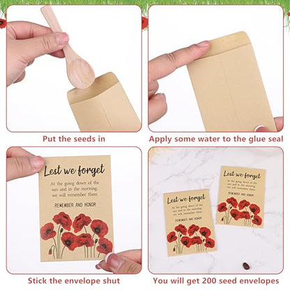 100 Pcs Poppy Memorial Day Envelopes/Mustard Seed of Faith Envelopes No Seed (Contemporary)