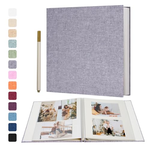 Vienrose Self Adhesive Photo Album, 60 Pages, 11 x 10.6 in, Grey | Scrapbook Album, 30 Sheets, 3x5 4x6 5x7 8x10 Photos, Metallic Pen, DIY Memory Book, Wedding Album, Family Photos - color: Grey, size: 11"x10.6"60 Pages