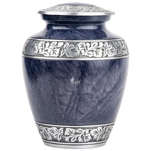 Cremation Urn for Human Ashes Adult Male or Female – Handcrafted Aluminium Large Memorial Urn – Elegant Memorial Urn for Home Display – 200 lbs Capacity Funeral Urn for Ashes - color: Cloudy