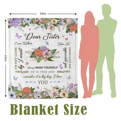 Sister Birthday Gifts, Sisters Gifts from Sister, Unique Gift for Mothers Day, Graduation, Christmas, Best Sis Ever Gift, Happy Birthday Sisters Blanket, to My Sis Blankets, Cozy Throw Blanket 50"X60" - color: Warmsister