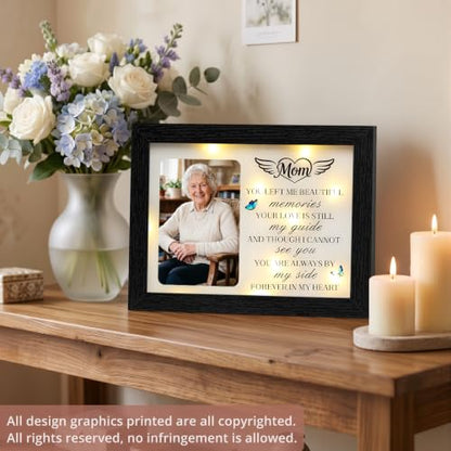 Memorial Gift LED Shadow Box 3.8x8.8 Picture Frame Sympathy for Loss of Mom - size: Mom Memorial Compact Version