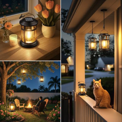 Solar Lanterns Outdoor Waterproof: 6 Pack Hanging Solar Lights for Porch - size: 6 Pack